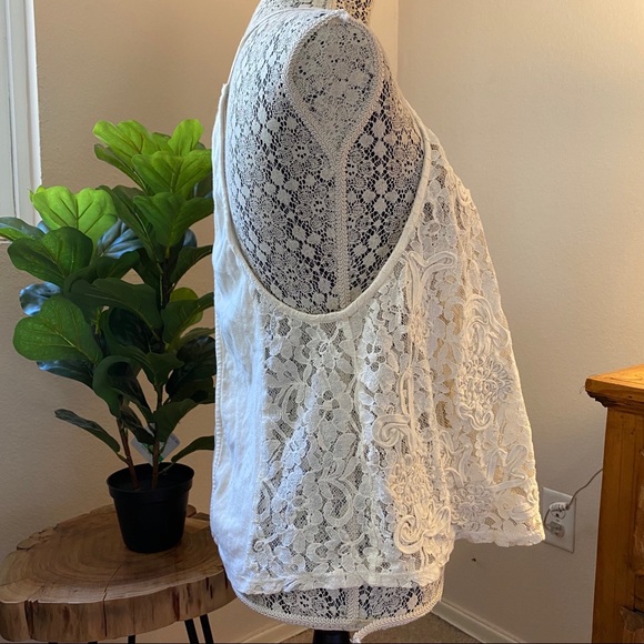 Free People White Lace Tank With Open Back - Picture 10 of 11